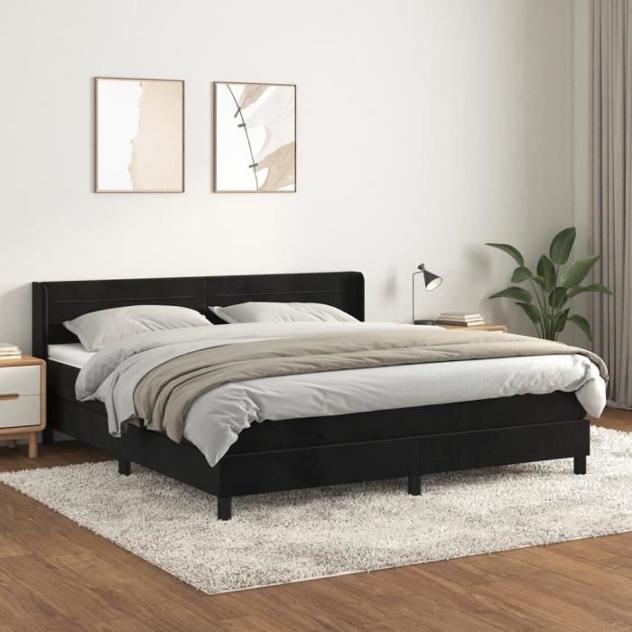 VidaXL Divan Bed and Mattress Black 160x200 Cm Velvet 3131029