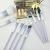 Blue Transparent Handle Makeup Brush Set Gradient Ferrule Soft Synthetic Hair Full Face Cosmetic Brushes for Powder Eyeshadow