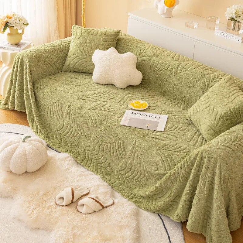 Winter Sofa Cushion Bubble Plush Sofa Cover Cloth Towel New Winter Thickened Warm and Non Slip Plush Cushion