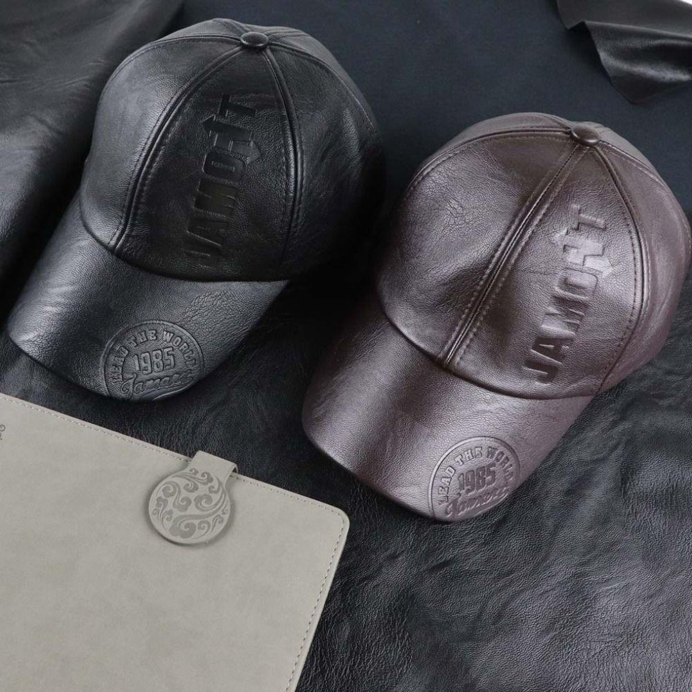Adjustable Men Vintage Hat Casual Wear Sun Protection Hat Leather Baseball Cap Climbing Cycling
