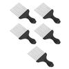 5pcs Black Stainless Steel Teeth Pick Comb Hair Detangling Styling Comb for Braids Wide Tooth Hair P