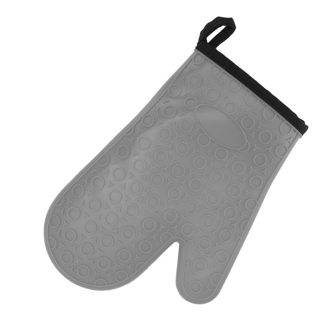 Silikon-Ofenhandschuh Hochtemperaturbeständig Wasserdicht Rutschfest Küchenbackhandschuh mit Baumwollfutter Grau