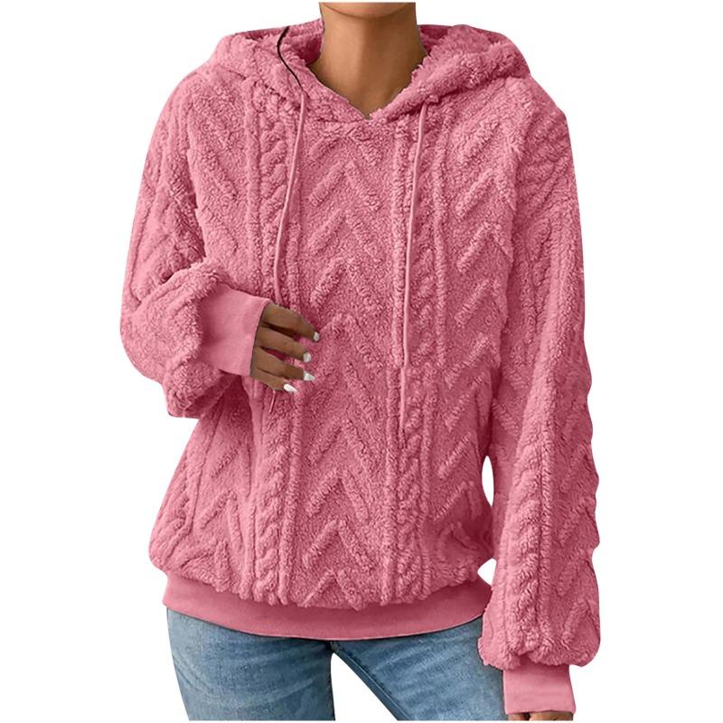 IHUASU Women's Fashion Casual Solid Color Print Long Sleeve Hooded Hoodies & Sweatshirts International design