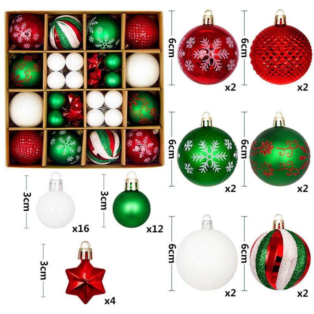 Christmas Balls 44pcs Painted Shaped Carton 3-6cm Set Christmas Decorations Electroplated Ball Hangings