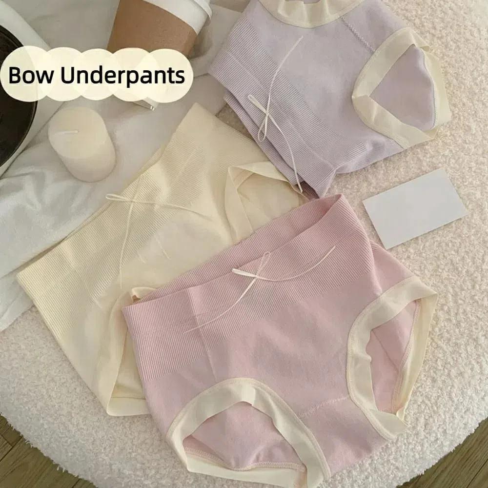 

5Pcs Underwear Women Panties Set Female Lingerie Bow Underpants Simple Ruffles Briefs Lady 5Pcs Random Colors