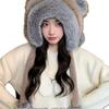 Cute Bear Ears Plush Hat Women's Winter New Cycling Ear Protection Warm Face Little Lei Feng Hat