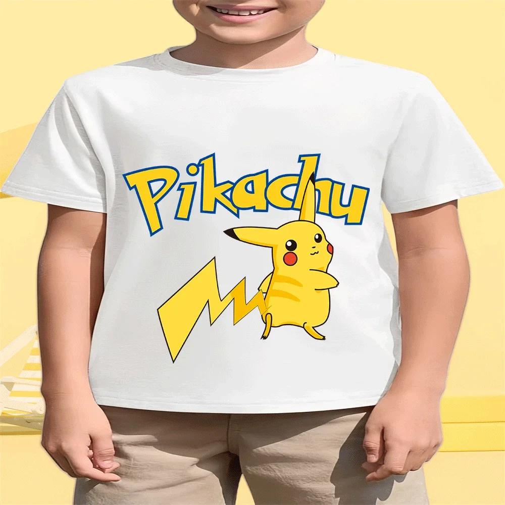 Pikachu Anime Kids Cotton T Shirt Summer 214Y Casual Daily Children Top Hot Sale