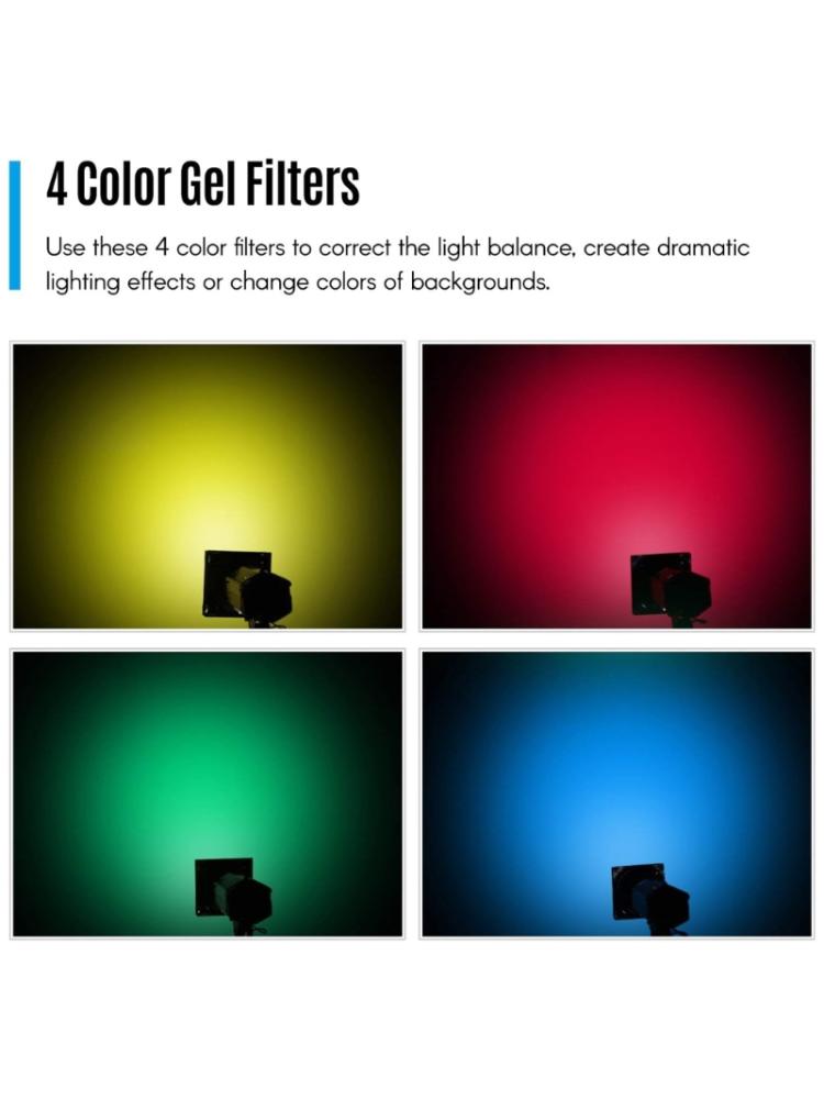 Barn Door & Honeycomb Grid &4 Color Gel Filters for 7Inch Standard Reflectors Studio Hing Accessories Kit