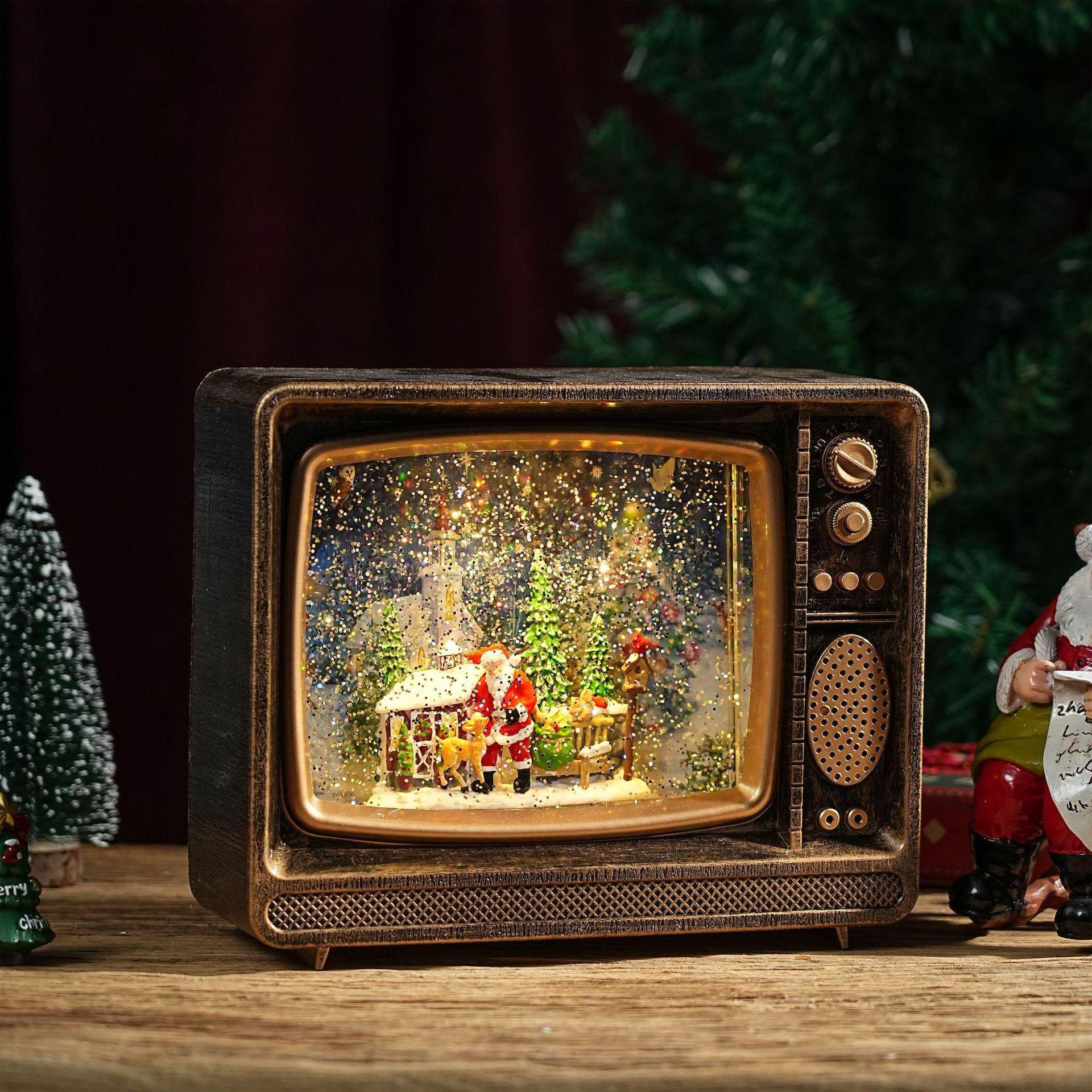 Snowflake Crystal Lamp TV Music Box - Christmas Gift & Decoration Bronze