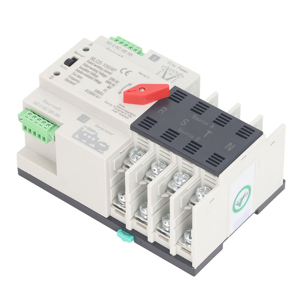 Comutator de transfer automat de putere AC220V, comutator de comutare a generatorului de milisecunde 4P, ATS