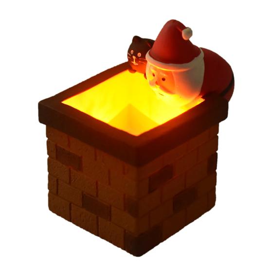 LED Light-up Stack Refrigerator Magnet Luminous Movable Christmas Santa Claus Black Cat Fireplace Stack Fridge Decoration with Light