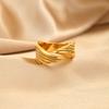 Adjustable Angel Wings Ring for Women, 18K Gold Plated Stainless Steel Wrap Bypass Band, Waterproof Jewelry