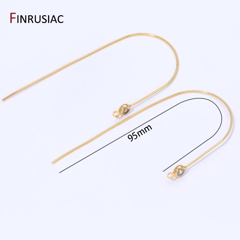 

14K Gold Plated Brass Inlaid Zircon Ear Wire Hooks Earring Making Supplies,Earring Hooks Clasps For DIY Jewelry Making Findings 1 pair