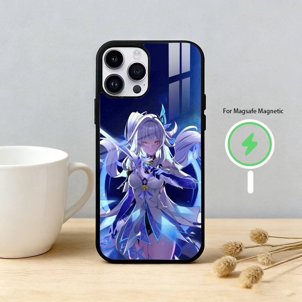 G-Genshin Impact S-Skirk Phone Case For iPhone 17 16 15 14 13 12 Pro Max Plus for Mirror Wireless Magnetic Cover