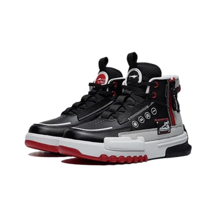 Li Ning Kids Journey 3.0 V2 Comfortable Shock Absorption High-Top Sneakers Kids Sneakers Black Gray YKCT142-11
