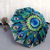 1pc Peacock Feather Mandala Automatic Folding Umbrella - Portable 3-Fold Design, 8-Bone Iron Frame Outdoor Umbrella, Ideal Gift for Fans, Travelers, D