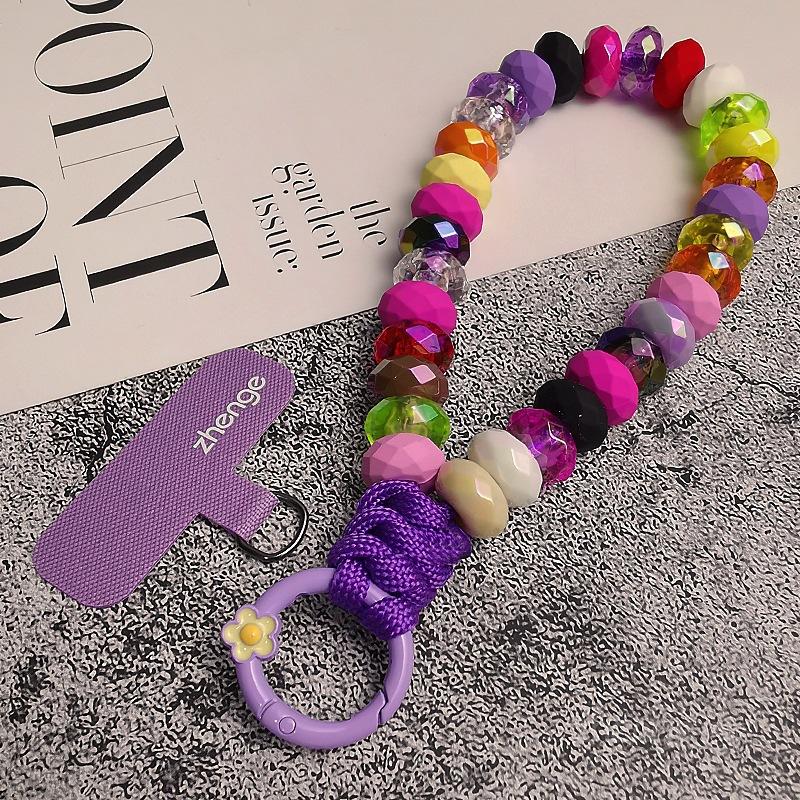 Handmade beaded mobile phone lanyard ins women s bag pendant dopamine beads hand-woven rope wrist dopamine colorful beads bracelet