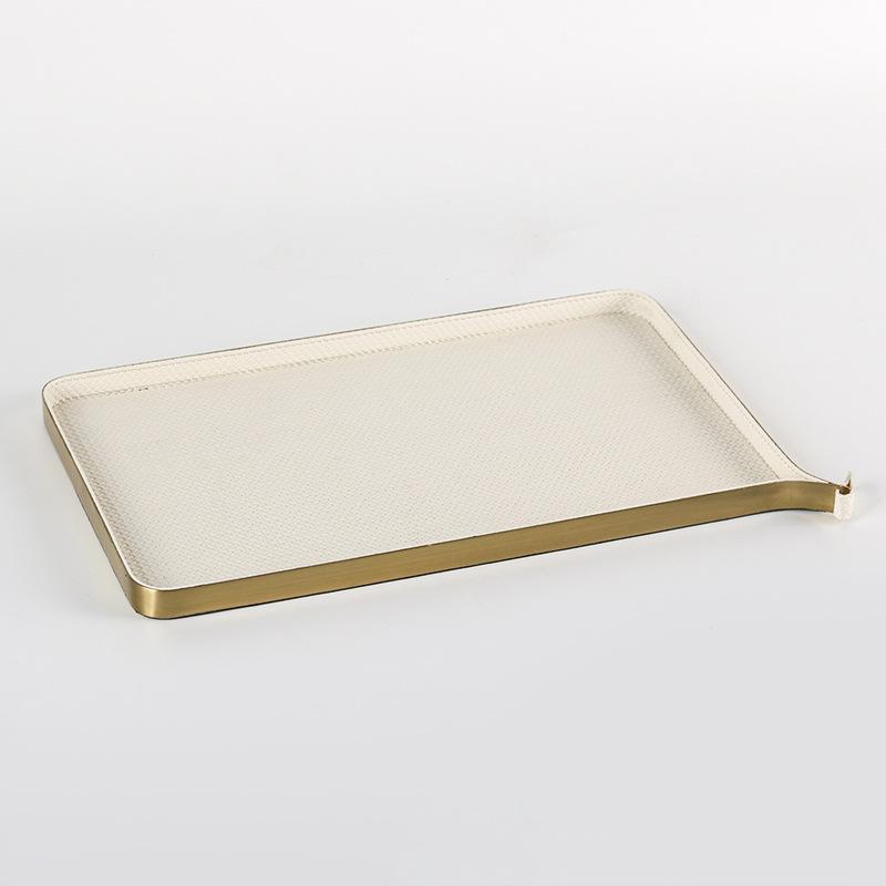 

Легкий роскошный итальянский кожаный поднос, украшения, модель дома, офис продаж, креативный нестандартный прямоугольный поднос для хранения, украшения