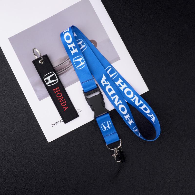 Car Emblem Lanyard Nylon Neck Halter Work Card Hanging Rope Keychain For Honda CRV Civic Accord Odyssey HRV Stepwgn Insight City RG0