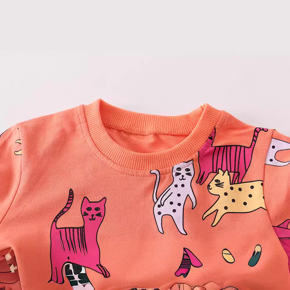 Girls' & Boys' Cartoon Long Sleeve Terry Cotton Hoodie - European & American Style Autumn Wear