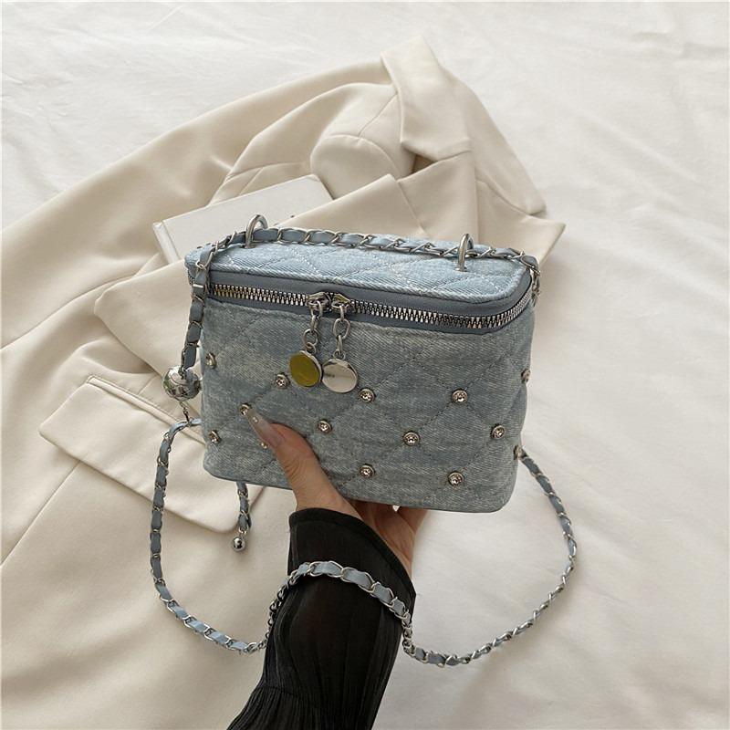 New denim rhombus chain box bag temperament versatile shoulder bag fashion versatile small bag