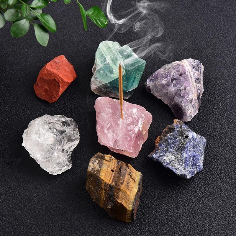 Crystal Stone Incense Stick Holder Natural Healing Gemstone Incense Tray for Home Bedroom Office Decoration Gift