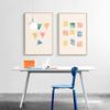 Minimalist Geometric Poster Watercolor Canvas Painting Triangles Rectangle Art Geometric Decor Painting Living Room Home Decor