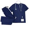 Meoexin V-Neck Nurse Uniform Set: Casual, Thin, Quick-Drying Scrub Suit with Double Pockets.