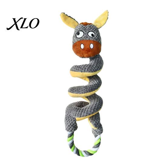 Durable Tug of War Rope Toys Squeaky Dog Toy with Pull Rope, Plush Toy, Indestructible for Aggressive Chewers Spiral Animal Interactive Small