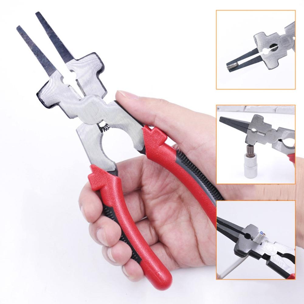 

8 Inch Multi-function Welding Tongs High Carbon Steel Welder Gas Welding Protection Long-nosed Clamping Pliers Red