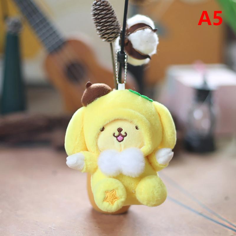 1Pc Kawaii Hello Kitty Kuromi Melody Pompom Purin Cinnamoroll Plush Doll Toys Pendant Cute Plush Keychain Bag Pendant 12Cm