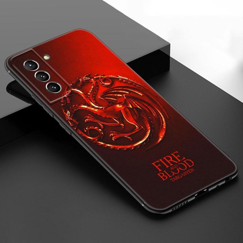 Dragon Mother Thrones Black Silicone Phone Case For Samsung Galaxy S23 S21 S20 FE S24 S22 Ultra S10E S10 S9 S8 Plus