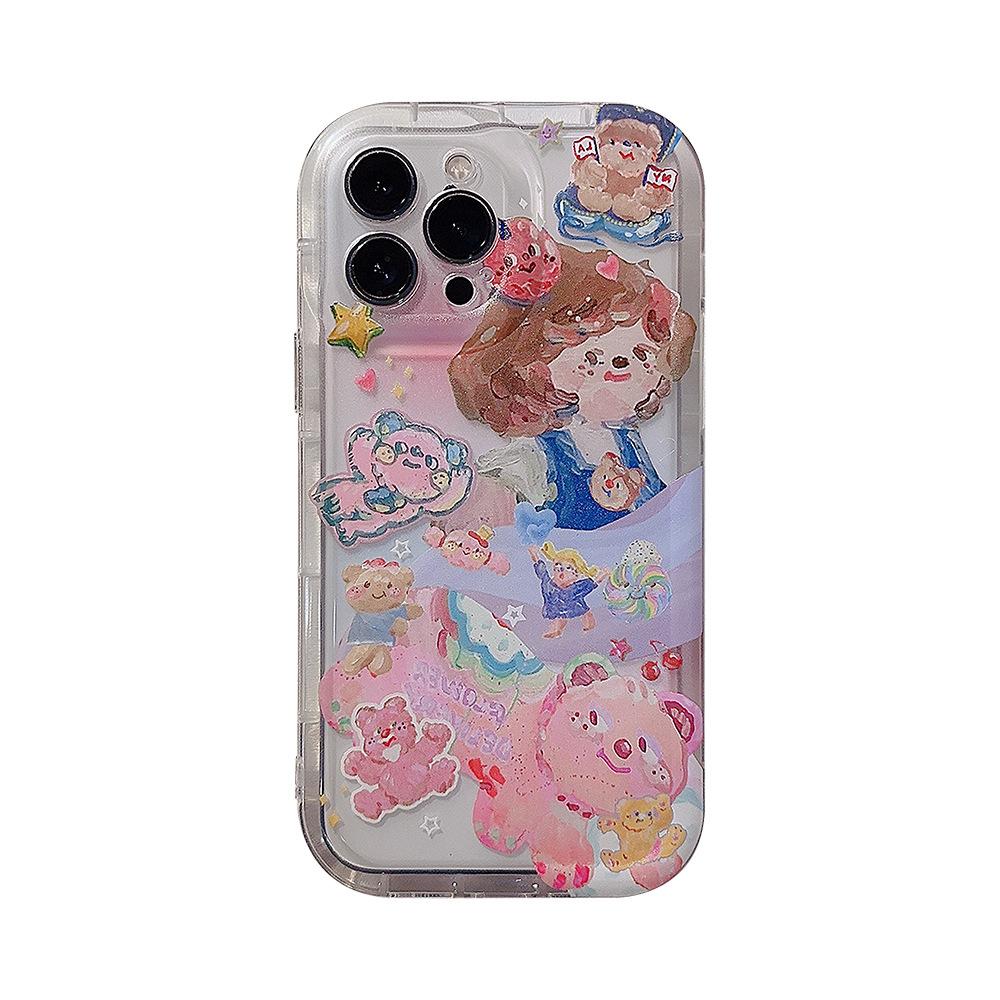 Fashion Silicone Stamp Girl Oil Painting Art Phone Case For Iphone 14 Plus 13promax 12pro 11promax Comfortable Soft Shell