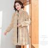 Winter Elegant Solid Color Faux Fur Lapel Textured Long Sleeve Coat - Thermal, Button Front Non-Elastic, Fall and Winter Seasons