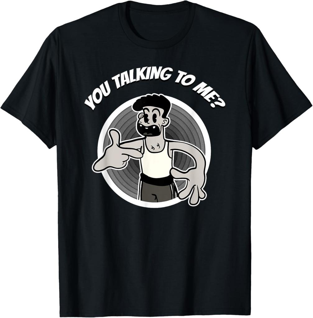 You Talking To Me Retro Cartoon Graphic Tee Men Casual Breathable Cotton TShirt