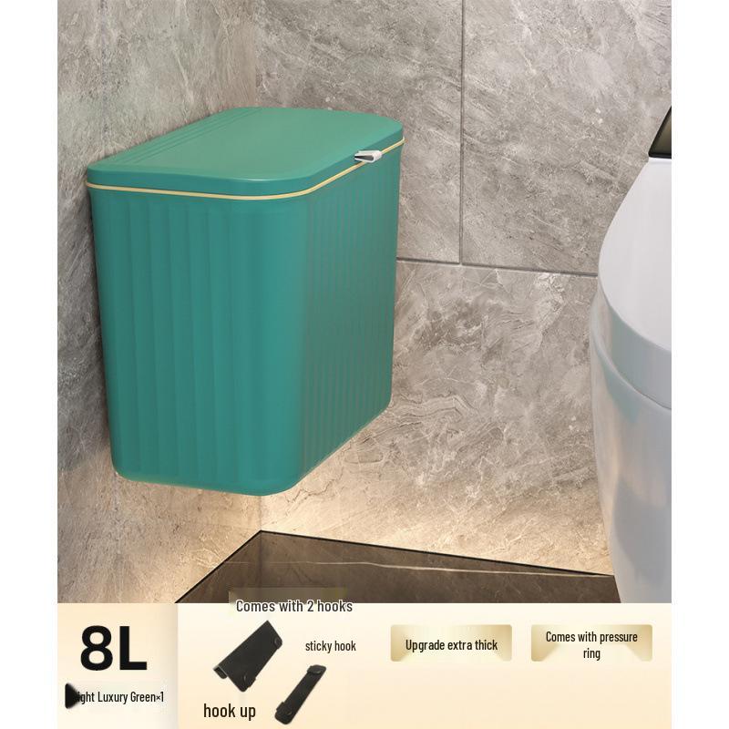 Wandmontierter Badezimmer- & Küchenmülleimer mit Deckel - Große Größe, Keine Installation erforderlich, Doppelte Verwendung für Toilette & Küche.
