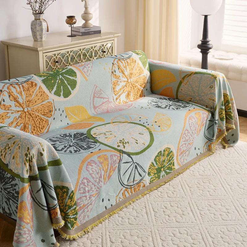 

Декоративный креативный узор звездного неба из окрашенной пряжи для дивана, полотенца для гостиной, жаккардовый мультяшный противоскользящий чехол с полным покрытием 130x180cm for 1 seat лимон