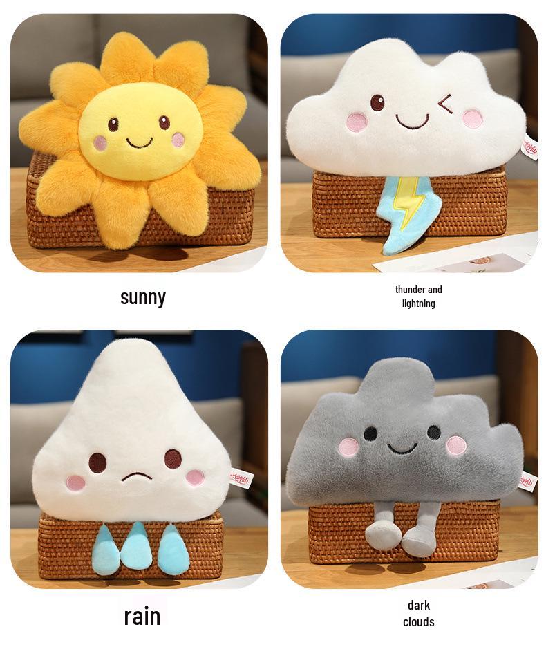Adorable Weather Forecast Plush Doll Pendant - Sun, Rain, Cloud, Raindrop Pillow for Girls