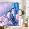 Exquisite Hummingbird & Floral Pattern Polyester Shower Curtain - Charming Bathroom Decor With Vivid Printed Designs
