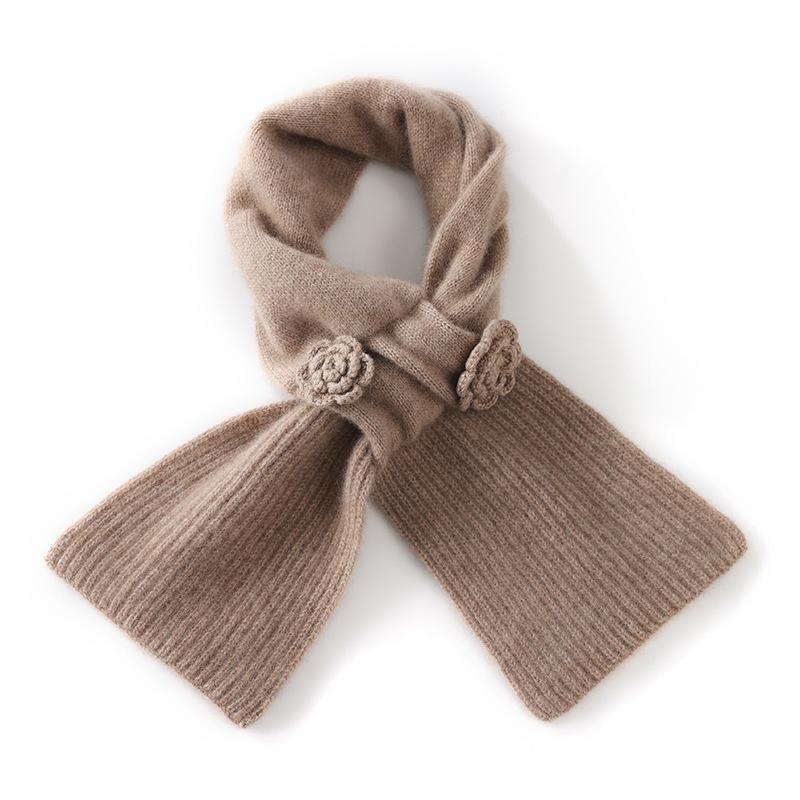 Handmade crochet% cashmere scarf women's solid color perforated warm scarf fashionable versatile small scarf outside