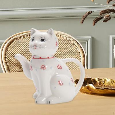 Ceainic cu pisică de desene animate Vase pentru băutură Recipient de suc reutilizabil multifuncțional Carafă de apă din ceramică pt