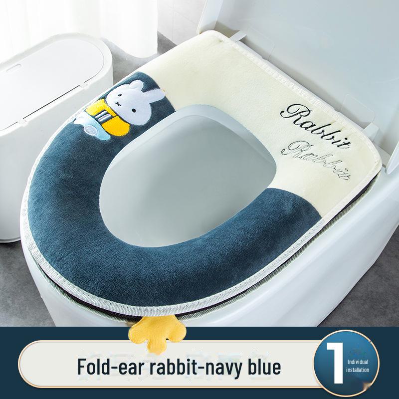Bunny Cartoon Zipper Toilet Seat with Handle - Winter-Ready