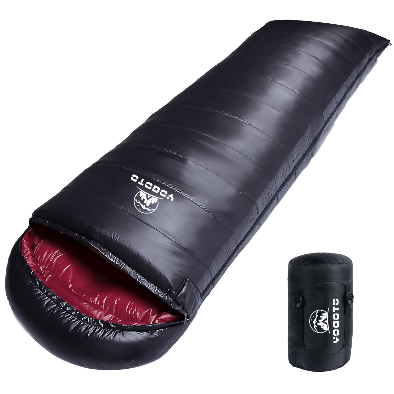 

Пуховый спальный мешок YOGOTO 650FP Premium, Идеален для автомобиля, стихийных бедствий, Минималистичный, Черный, Зимний, Пух, Компактный, Соединяемый, Форма конверта,