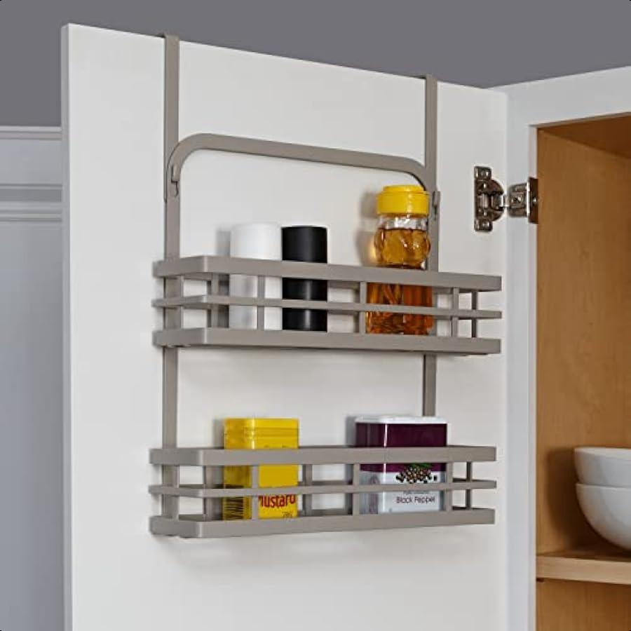 

Honey Can Do Cabinet Door Spice Rack with Over the Door Hooks Gray KCH09427 Grey United States