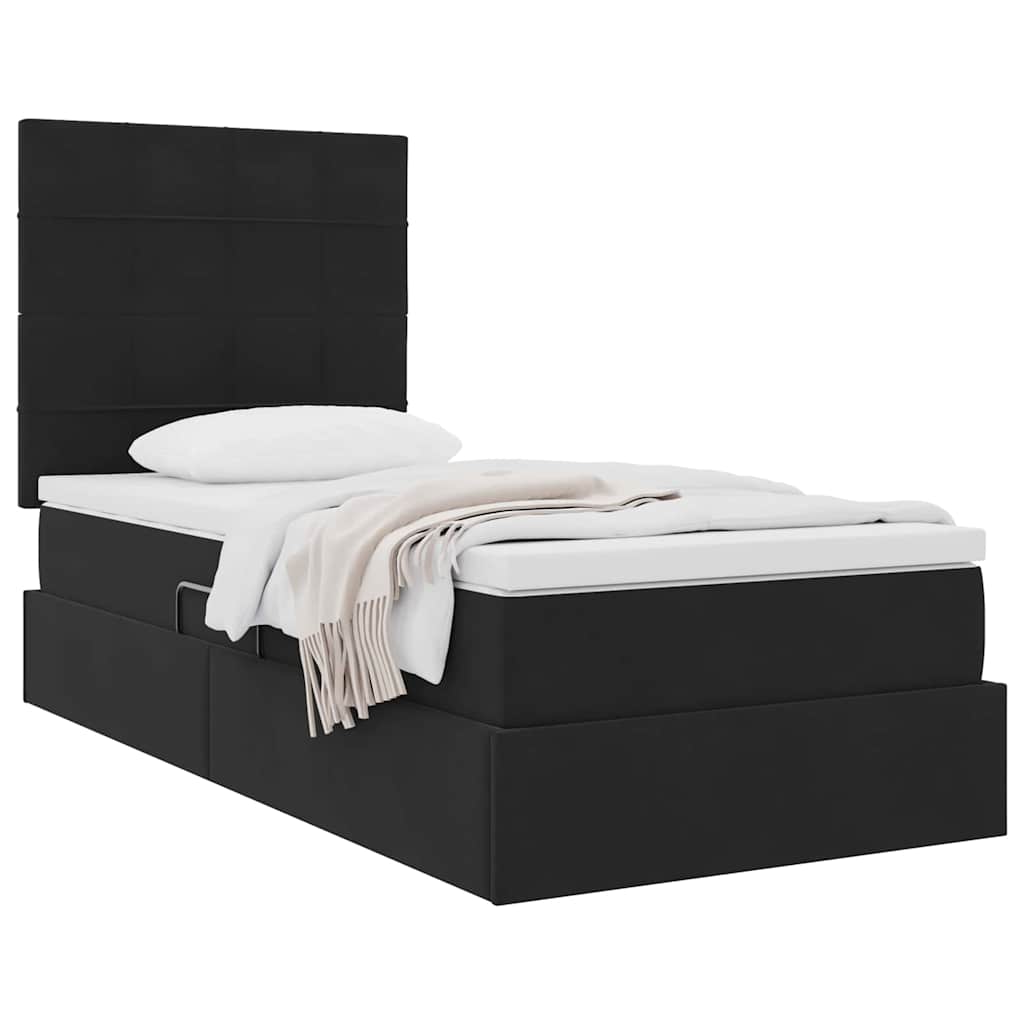 Storage Bed with Mattress Black 90 x 200 cm Velvet