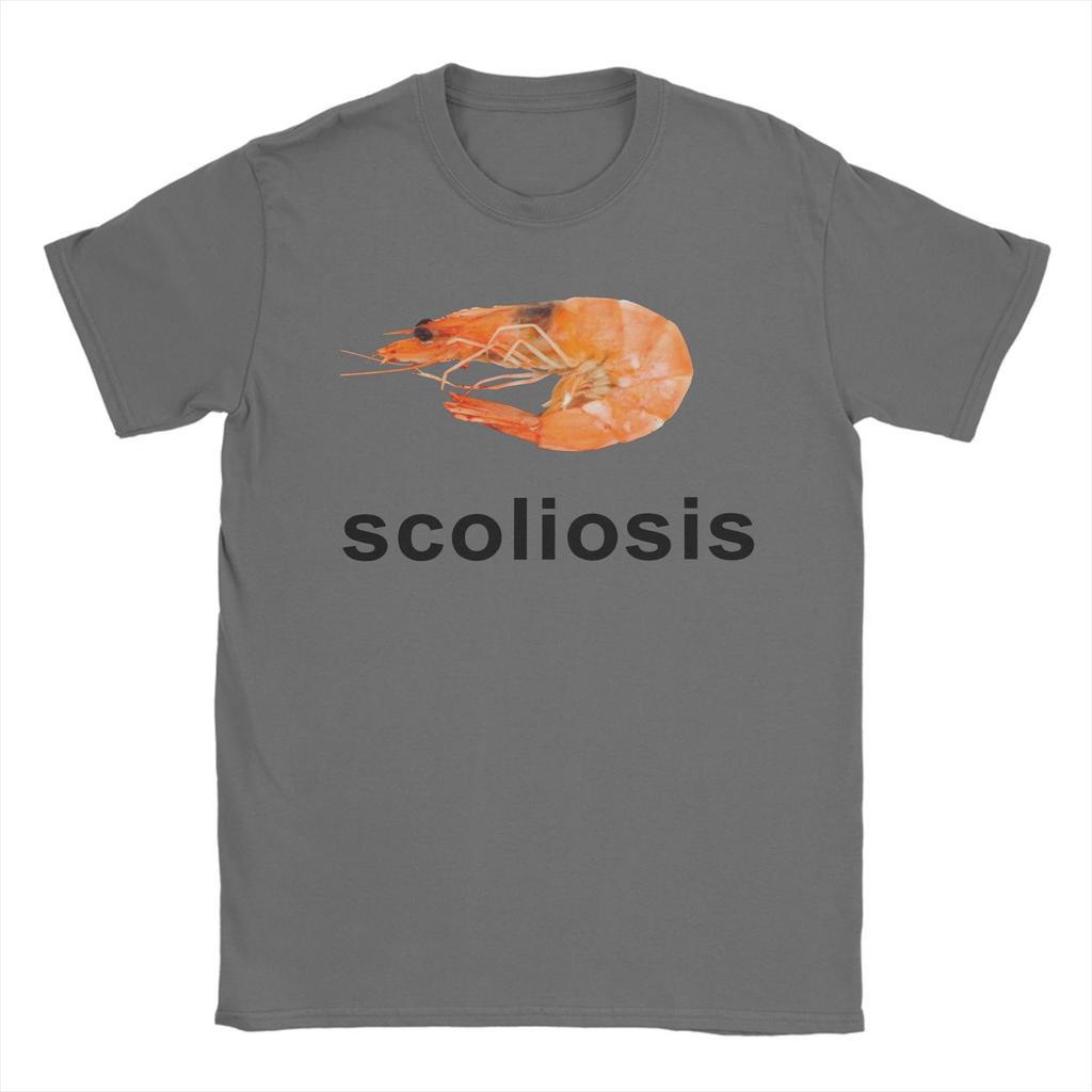 Skolioza Krewetka Krewetki Mem Koszulki Męskie 100% Bawełna Moda dla Mężczyzn Koszulki Okrągły Dekolt T-shirty Krótki Rękaw Ubrania Duży Rozmiar