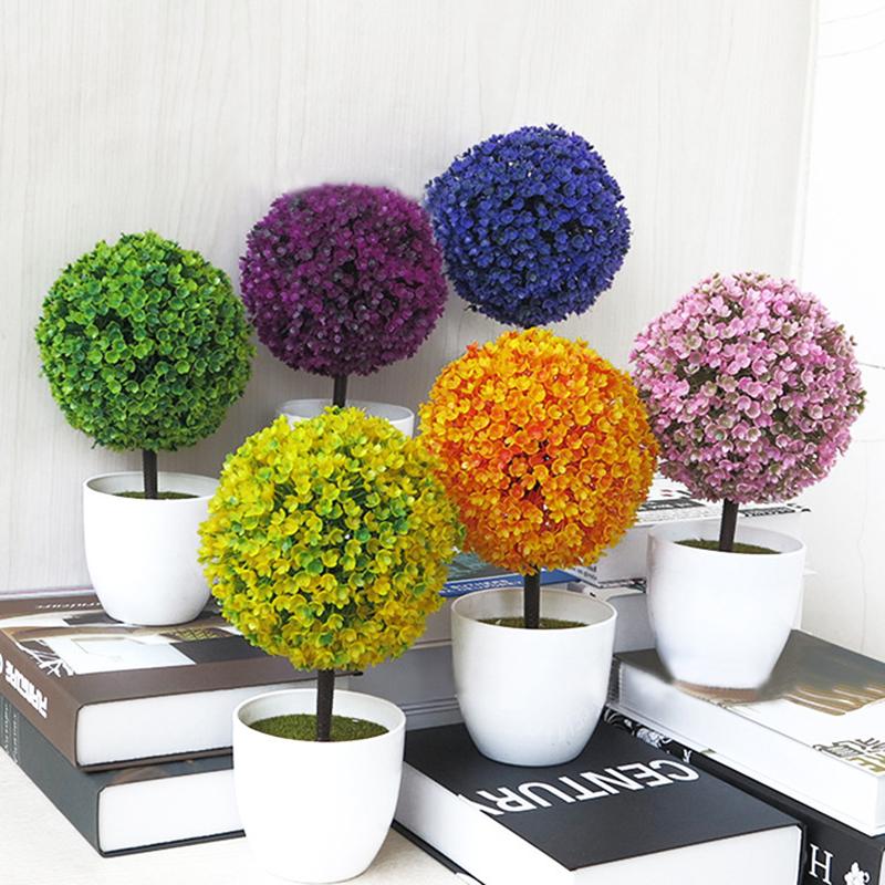 Artificial Plants Potted Green Bonsai Small Tree Grass Plants Pot Ornament Fake Flowers For Home Garden Decoration Wedding Party