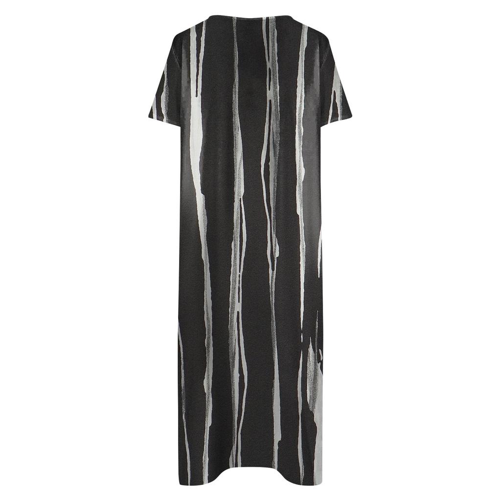 Rochie leagăn cu mânecă scurtă, cu decolteu în V, cu imprimeu casual de vară