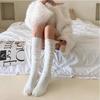 Spring Knee Length Stockings for Women White Pile Socks Fashion GIrls JK Slimming Boots Sock Japanese Calf Socks Cotton Footwear