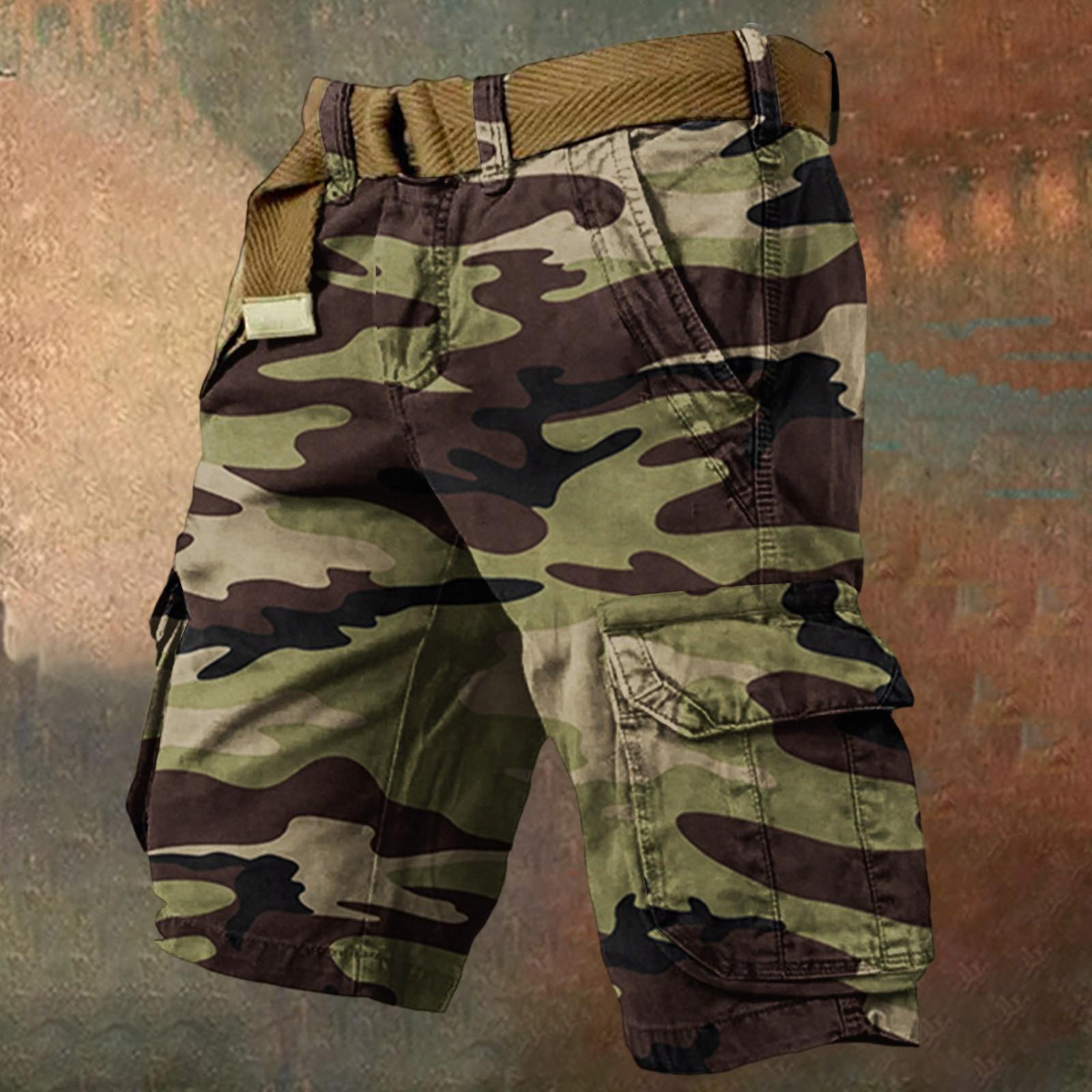 

Men s Summer Loose Casual Camouflage Work Shorts, Large-sized Multi-pocket Mid-length Pants Without A Belt XL